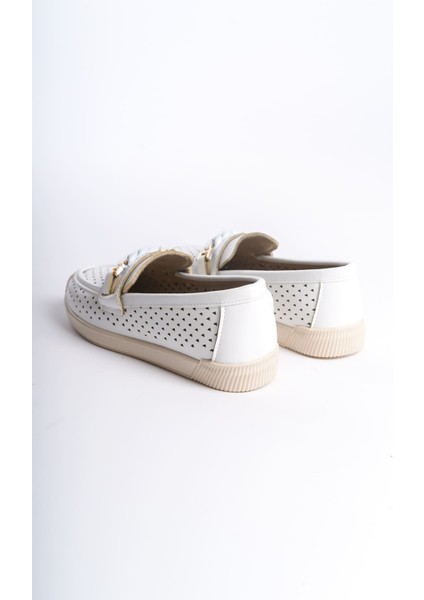 Helen Bağcıksız Ortopedik Rahat Taban Kalp Desenli Kadın Babet Ayakkabı Kt Beyaz fiyatları