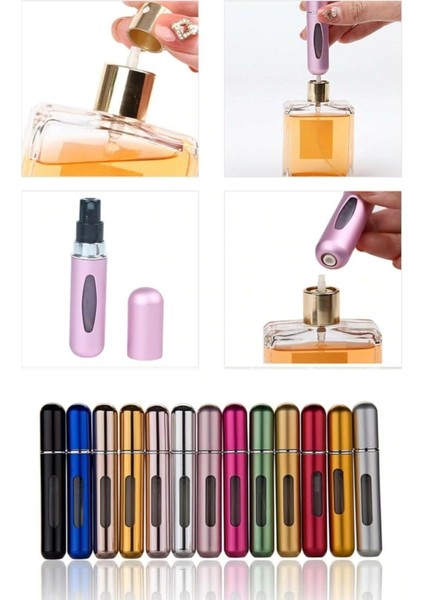 Doldurulabilir Mini Parfüm Şişesi 5 ml - Cep Parfüm Şişesi Siyah Renk 1 Adet M-230