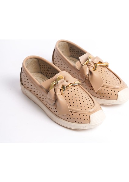 Handy Bağcıksız Ortopedik Rahat Taban Kalp Desenli Kadın Babet Ayakkabı Kt Ten