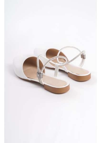 Celıne Lastikli Ortopedik Rahat Taban Bilekten Taş Detaylı Kadın Babet Ayakkabı Kt Beyaz fiyatları