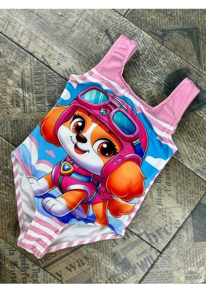 Paw Patrol Desenli Kız Çocuk Mayo