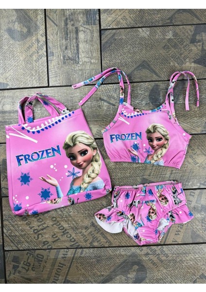 Frozen Desenli Kız Çocuk Bikini Çanta Hediyeli