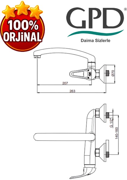 Adrio MAU120 Üstten Aplike Eviye Bataryası fiyatları