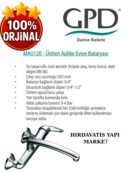 Adrio MAU120 Üstten Aplike Eviye Bataryası fırsatları