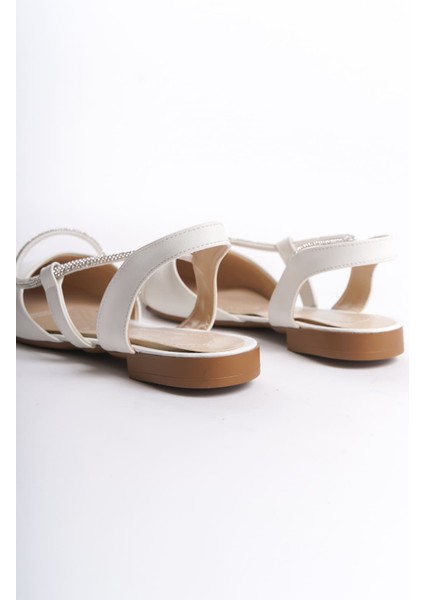 Aubrey Lastikli Ortopedik Rahat Taban Taş Detaylı Kadın Babet Ayakkabı Kt Beyaz fiyatları