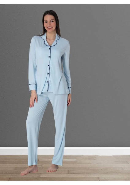 Dvina Effortt Lohusa Pijama Takımı Mavi - 8097