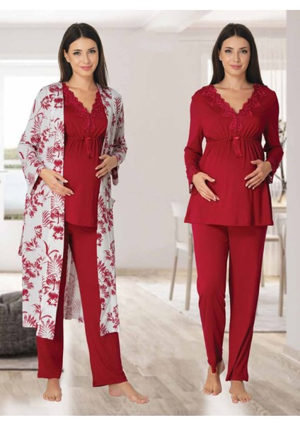 Dvina Effortt Lohusa Sabahlıklı Pijama Takımı Fuşya - 8094