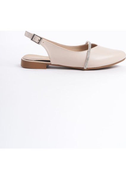 Aısha Tokalı Ortopedik Rahat Taban Taş Detaylı Kadın Babet Ayakkabı Kt Krem modelleri