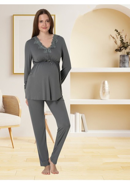 Dvina Effortt Lohusa Pijama Takımı Füme - 8092