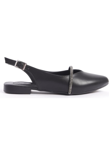 Aısha Tokalı Ortopedik Rahat Taban Taş Detaylı Kadın Babet Ayakkabı St Siyah modelleri