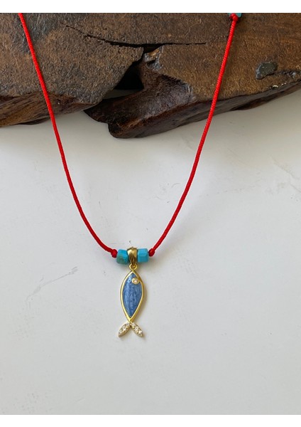 925 Ayar Gümüş Altın Kaplama Mineli Balık Kolye Gümüş Şans Kolyesi Balık Uç