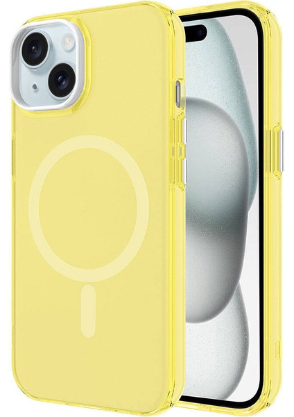 Zivo Apple iPhone 15 Plus Kılıf Zore M-Safe Şarj Özellikli Buzlu Transparan C-Pro Sert Kapak