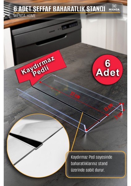 36'lı Şeffaf Pleksi Standlı Cam Baharatlık Seti Kapaklı Etiketli Baharatlık Takımı MH02SLVR36 fırsatları