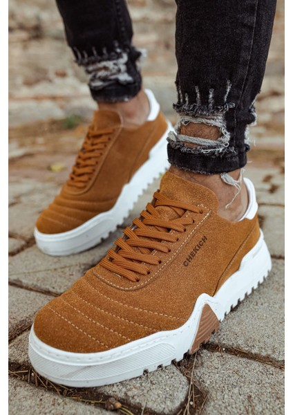 J037 Ortopedik Taban Günlük Süet Erkek Sneaker Spor Ayakkabı Sbt Taba