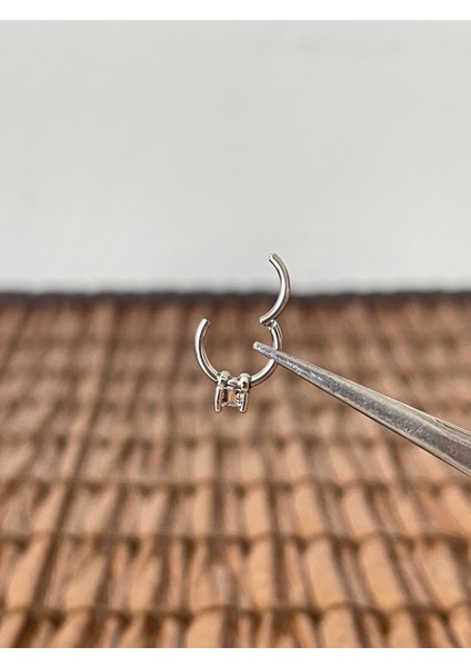 316 L Cerrahi Çelik Kalp Kesim Taşlı Kilitli Halka Piercing 8mm x 1,2 mm fiyatları