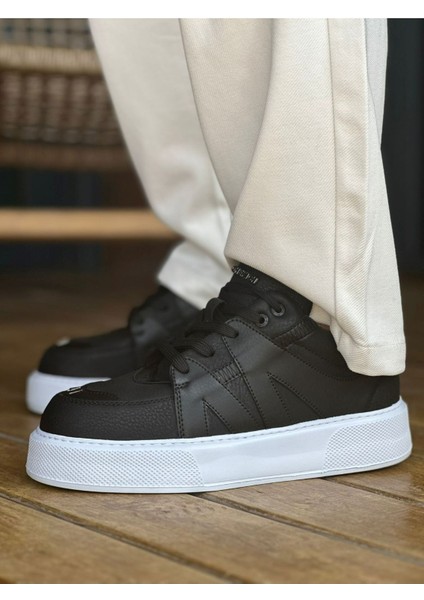 J2407 Star-X Ortopedik Taban Günlük Cilt Erkek Sneaker Spor Ayakkabı Cbt Siyah