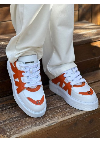 J2407 Star-X Ortopedik Taban Günlük Cilt Erkek Sneaker Spor Ayakkabı Cbt Beyaz/turuncu fiyatları