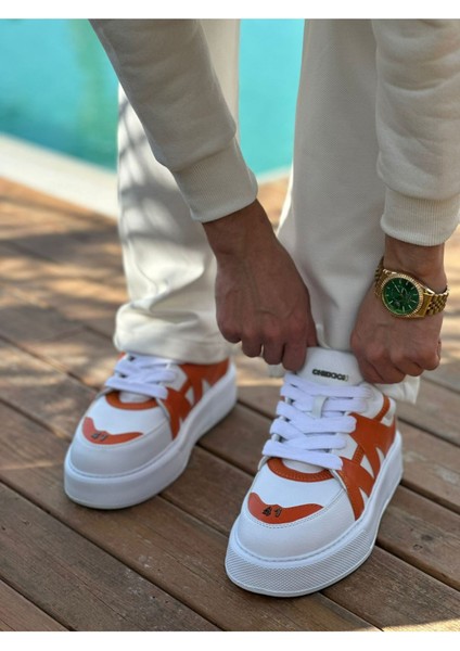 J2407 Star-X Ortopedik Taban Günlük Cilt Erkek Sneaker Spor Ayakkabı Cbt Beyaz/turuncu modelleri