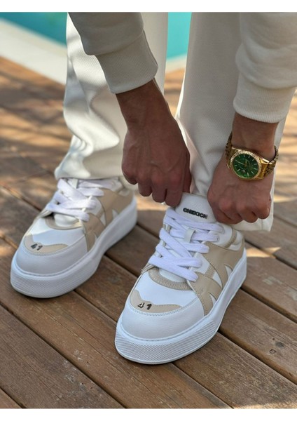 J2407 Star-X Ortopedik Taban Günlük Cilt Erkek Sneaker Spor Ayakkabı Cbt Beyaz/bej modelleri