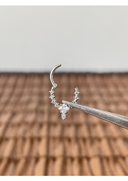 316 L Cerrahi Çelik Pırlanta Modeli Kilitli Halka Piercing 8 mm x 1,2 mm fiyatları