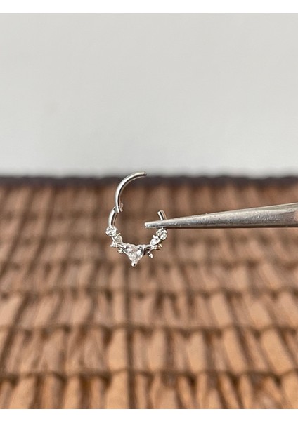 316 L Cerrahi Çelik Güller ve Zirkon Kalp Kilitli Halka Piercing 8 mm x 1,2 mm fiyatları