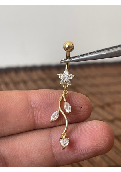 316 L Cerrahi Çelik Çiçek Sallantılı Markiz Göbek Piercingi