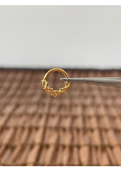 316 L Cerrahi Çelik Sarmaşık Modeli Kilitli Halka Piercing 8 mm x 1,2 mm