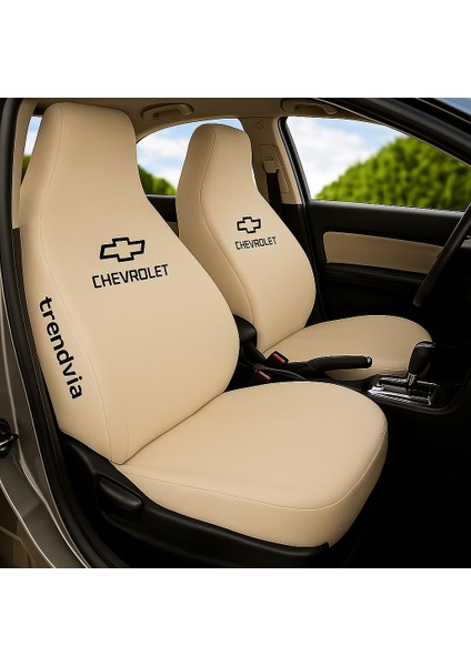 Açık Bej Penye Chevrolet Oto Koltuk Kılıfı Takımı – Servis Tipi Ön ve Arka Kılıf Seti