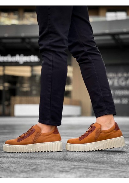 J-X502 Bağcıklı Ortopedik Taban Günlük Süet Erkek Spor Sneaker Ayakkabı Bt Taba indirimleri