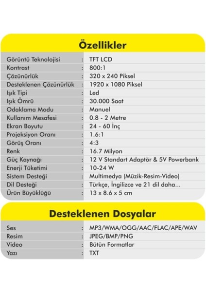 Kompakt LED Projektör, Ev Sineması ve Eğlence Için Taşınabilir Projektör
