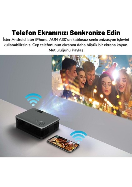Full Hd Wifi Mini Projeksiyon Cihazı, Telefon Yansıtma, Siyah fiyatları