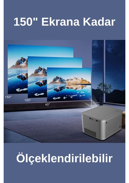 Gri Taşınabilir Projektör 1080P Full Hd 4K Destekli Android Bluetooth Wireless modelleri