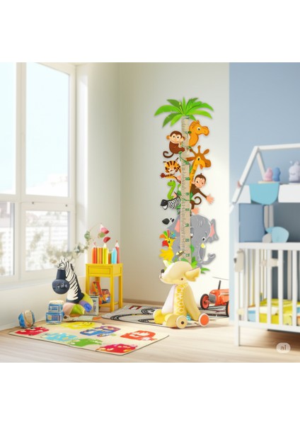 Ikili Set Kendinden Yapışkanlı Şeffaf Sevimli Safari Boy Ölçer + Gezegenler Temalı Çarpım Tablosu Poster Çocuk Odası fırsatları