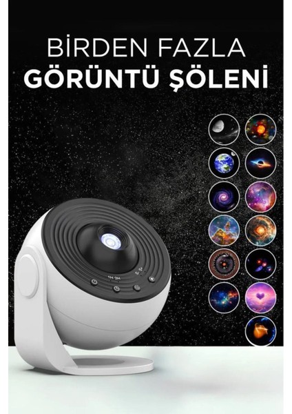 Beyaz Galaxy LED Lazer Projektör Gece Lambası, Etkileşimli ve Renkli Projeksiyon Cihazı modelleri