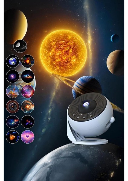 Beyaz Galaxy LED Lazer Projektör Gece Lambası, Etkileşimli ve Renkli Projeksiyon Cihazı indirimleri
