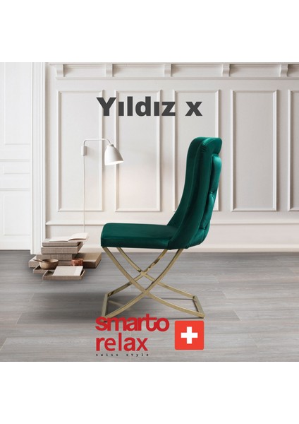 Yıldız X 2’li Sandalye Seti — Metal Ayaklı, Yeşil Kumaş fırsatları