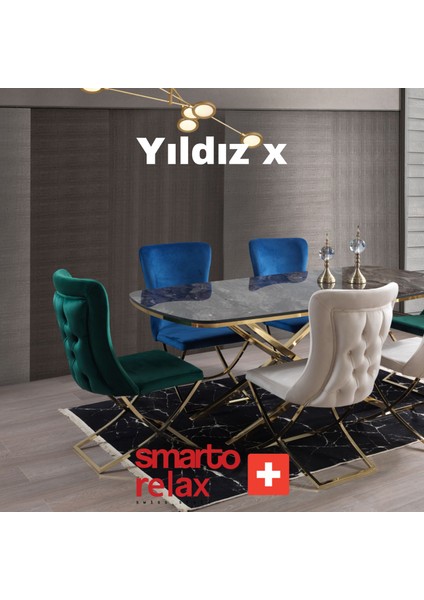 Yıldız X 2’li Sandalye Seti — Metal Ayaklı, Yeşil Kumaş indirimleri