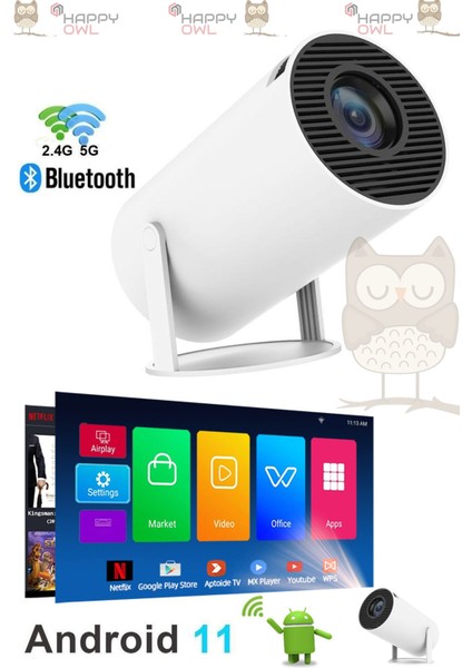 Taşınabilir 4K Android Sinema Projektörü, 130 Inç Yansıtma, Ev Eğlencesi