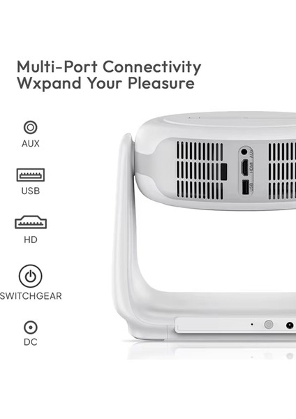 Taşınabilir 4K Projektör, Bluetooth, Android, Hoparlör, Işıklı, Şarjlı, Portatif, Eğlence fırsatları