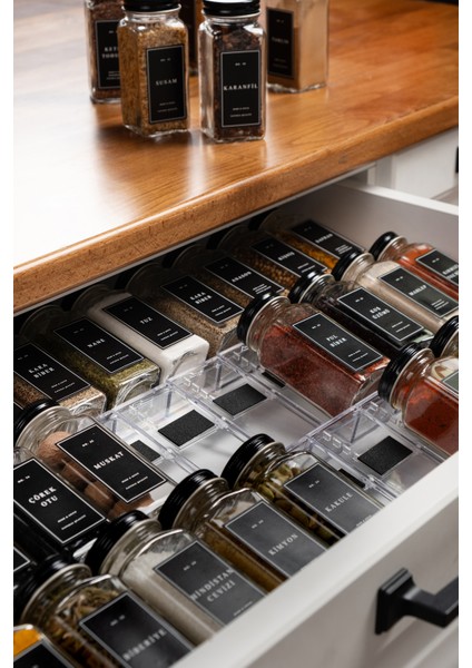 36'lı Şeffaf Lego Standlı Cam Baharatlık Seti Kapaklı Etiketli Baharatlık Takım MH03SYH36 fırsatları