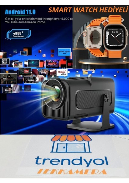 Yüksek Parlaklık 4K 1080P Android 12 HDMI Bluetooth Kablosuz Projeksiyon Cihazı