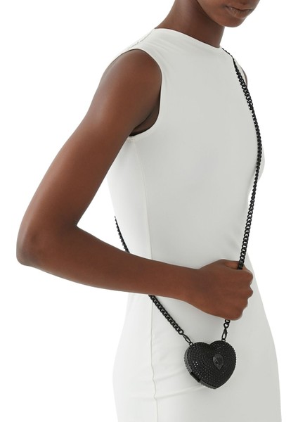 Micro Heart Clutch Bag, Kalp Şekilli Mini Zincirli Çanta Tek Boy Kadın Tasarımı indirimleri