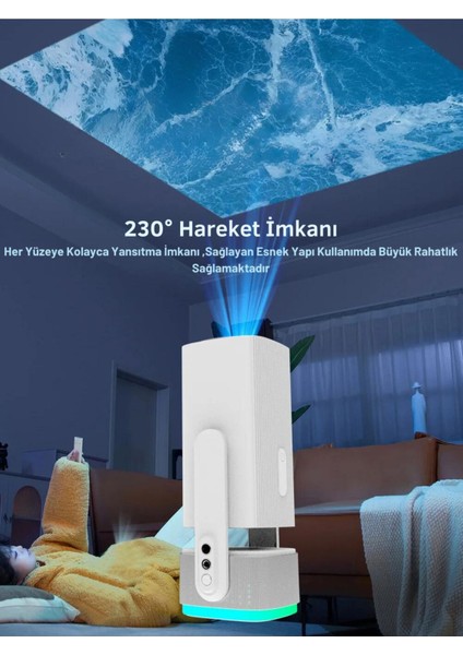 Taşınabilir Kablosuz Android Projeksiyon 4K Full Hd Rgb Işıklı Sinema Projektör