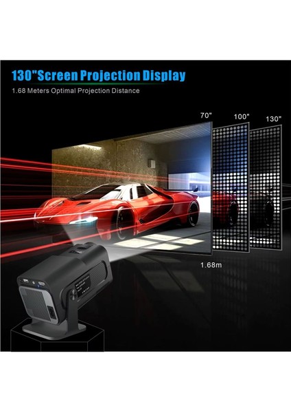 1080P Full Hd Projektör, Kablosuz Bağlantı, Uzaktan Kumanda, Hediye Mouse, Siyah