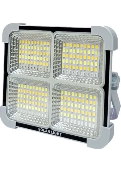 Güneş Enerjili Beyaz LED Projektör, Dış Mekan Aydınlatması, Dayanıklı ve Şık Tasarım