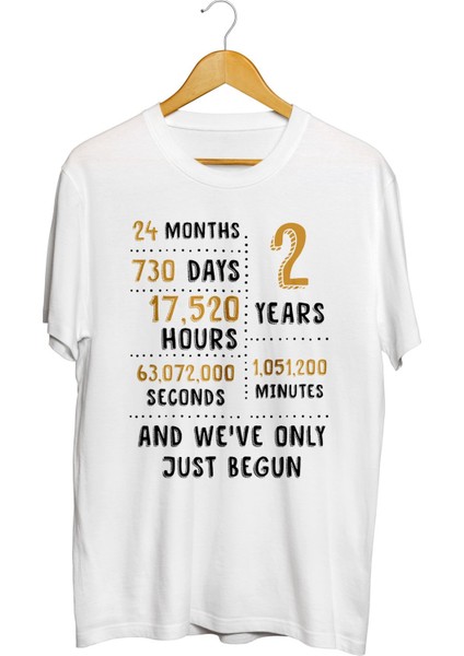 2 Yıllık Evli Sevgililer Günü Baskılı Tişört