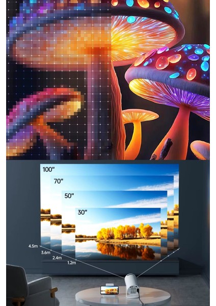 Taşınabilir 180° Dönebilen Wi-Fi ve Bluetooth Android Projeksiyon Cihazı, Beyaz Renk fırsatları