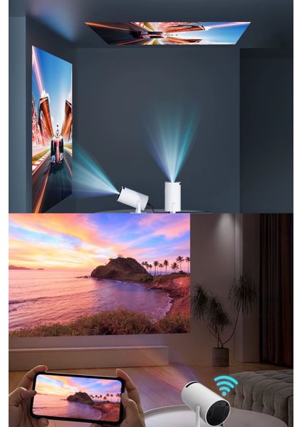 Taşınabilir 180° Dönebilen Wi-Fi ve Bluetooth Android Projeksiyon Cihazı, Beyaz Renk indirimleri