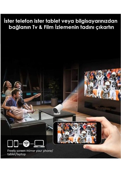 Taşınabilir 720P Sinema Projektörü, Bluetooth, Android 11, Ev Sineması Keyfi