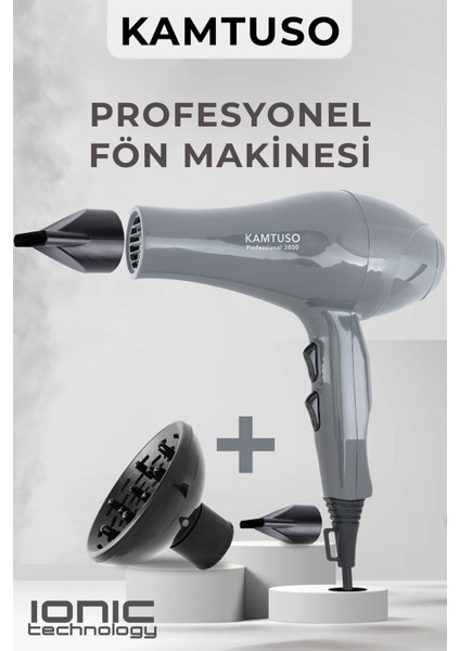Iyonik Profesyonel Saç Kurutma Makinesi 2500W Gri